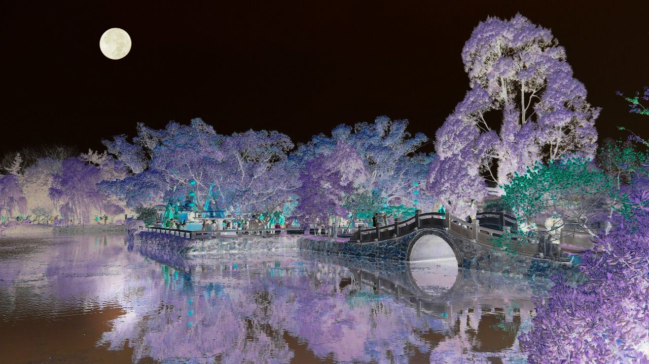 中秋与友游园词