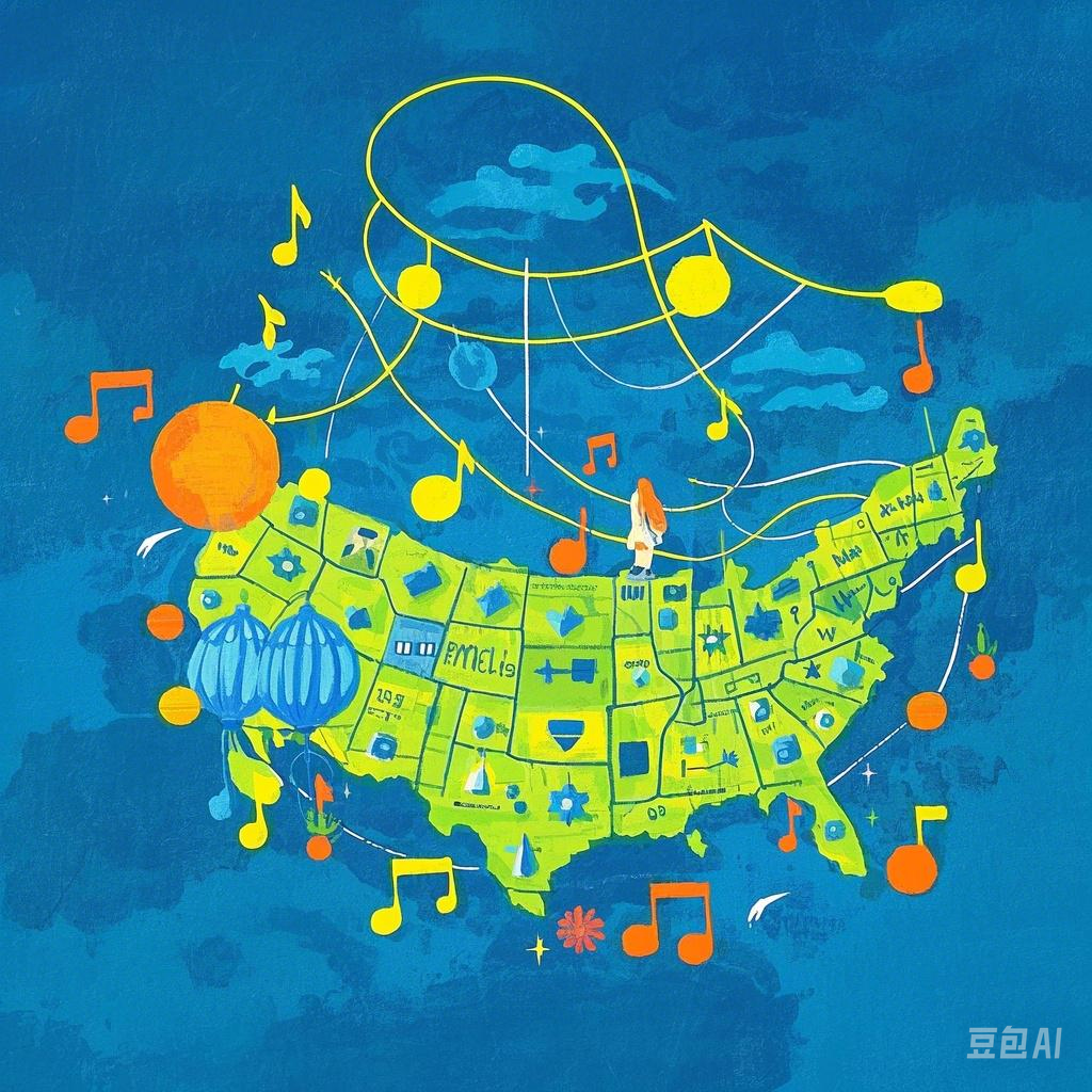 音乐地图：探索世界各地的音乐文化| 齐齐写, image size:1024x1024
